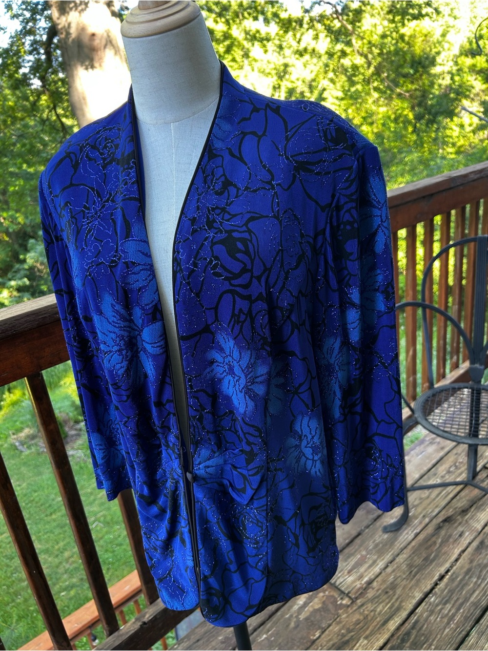 Alex Evenings Blue A-Line Blazer Long Sleeve Women Good Condition - Picture 4 of 10